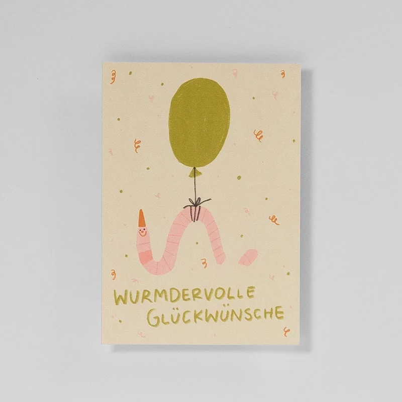 Postkarte Wurmdervolle Glückwünsche